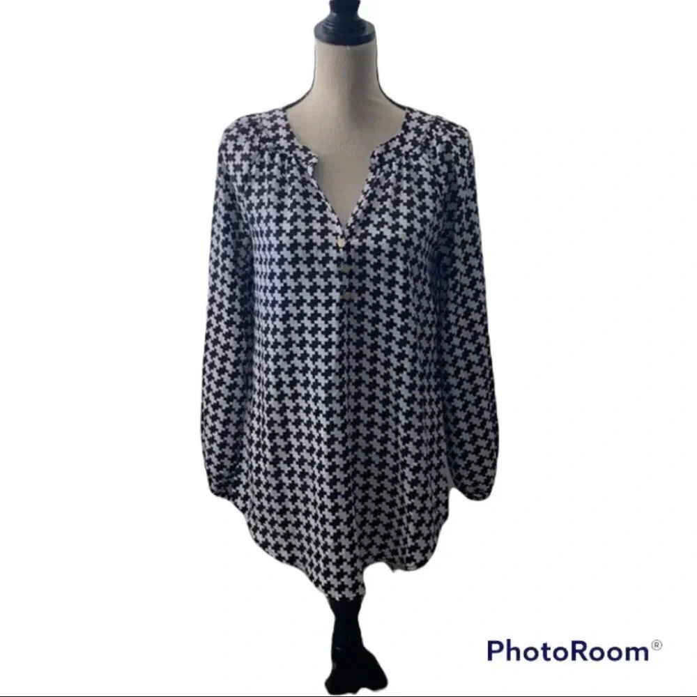 Mudpie Houndstooth Samantha Tunic Blouse S NWT